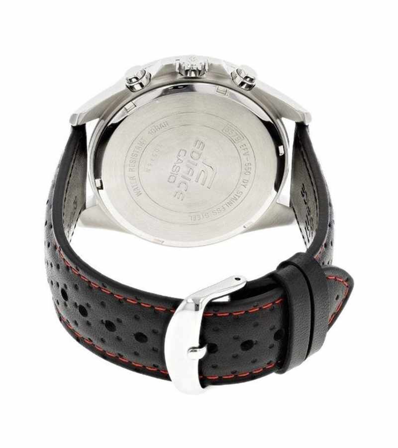 CASIO EDIFICE EFV-550L-1A BLACK ANALOG MEN'S LEATHER WATCH