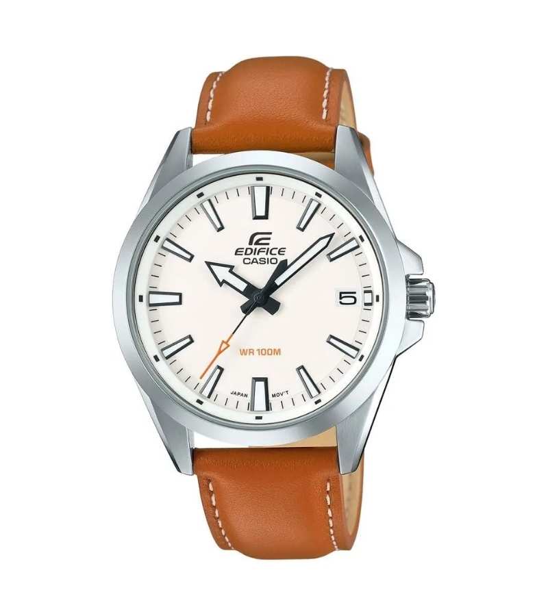 CASIO EDIFICE EFV-100L-7AV BROWN LEATHER STRAP ANALOG WATCH