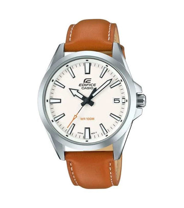 CASIO EDIFICE EFV-100L-7AV BROWN LEATHER STRAP ANALOG WATCH